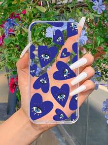 1入組愛心和眼睛印花電話殼,適用於iphone/samsung手機 - 彩色 - 查看 2
