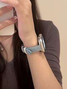 1条表带，灰棕色皮革表带，女士款，柔软舒适，兼容 9/8/7/6/5/4/3/2/1系列，尺寸38mm/40mm/41mm/42mm/44mm，纤薄表带，时尚个性化，可作为礼物赠送。 - 淺藍色 - 查看 4