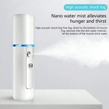 Vaporizador de niebla recargable de 450 mAh, humidificador portátil de mano, dispositivo de belleza humectante, mini humidificador - Blanco - Ver 5