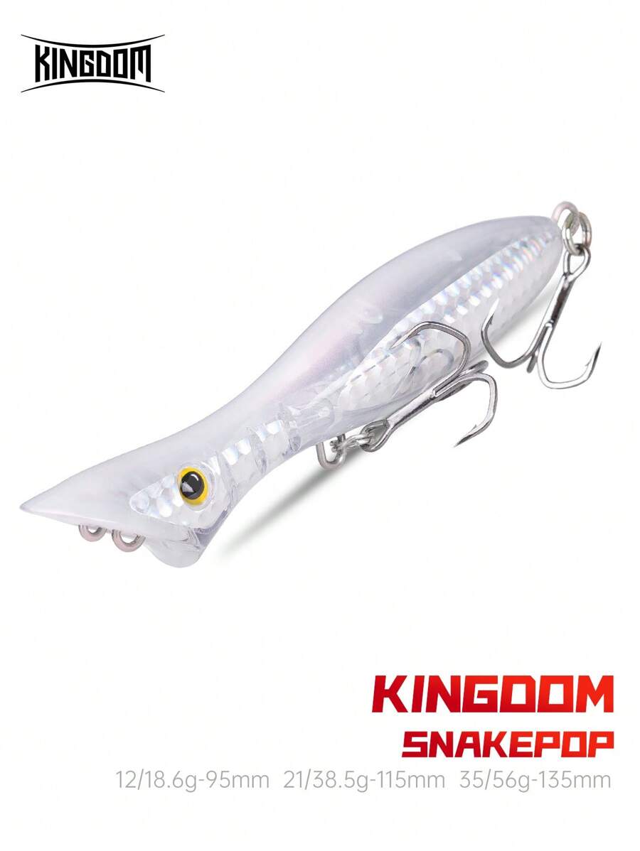 Señuelos de pesca Kingdom SNAKEPOP hundibles y flotantes de 95mm, 115mm y 135mm, cebos de palo duros con reflejo de luz Wobblers para lubina de mar - Plateado - Ver 1