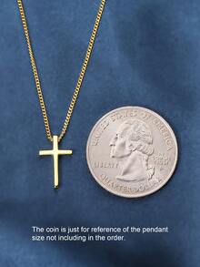 1入組時尚交叉銀吊墜項鍊適合女士日常裝飾 - 金色 - 查看 3