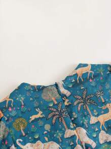 Little Girls' Fashionable Full Printed Round Neck Long Sleeve Bubble Dress For Autumn