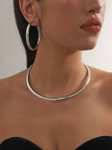 3pcs/set C-shaped Glossy Personalized Fashion Light Luxury Gorgeous Style Jewelry Set For Women - Silver - View 1