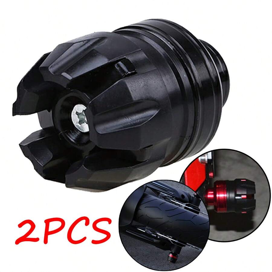 Slider Eje Llanta Universal Varilla Protectora Anticaída Para  Motocicleta 2 Pieza - Negro - Ver 1