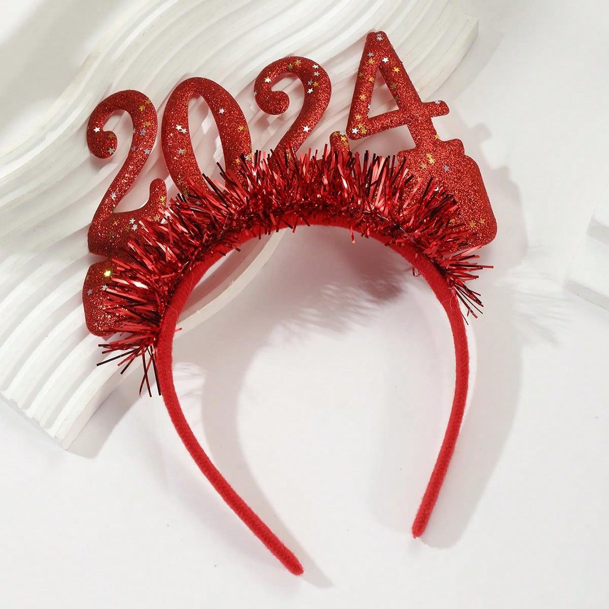 Party Style Red Glitter 2024 Gala Flower New Year Headband SHEIN