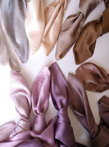 1pc Solid Color Crinkled Satin Hijab For Women's Daily Wear - Gold - View 4