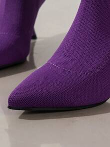 Ladies' Elegant & Comfortable Knitted Solid Color Shoes For Autumn/winter - Purple - View 6