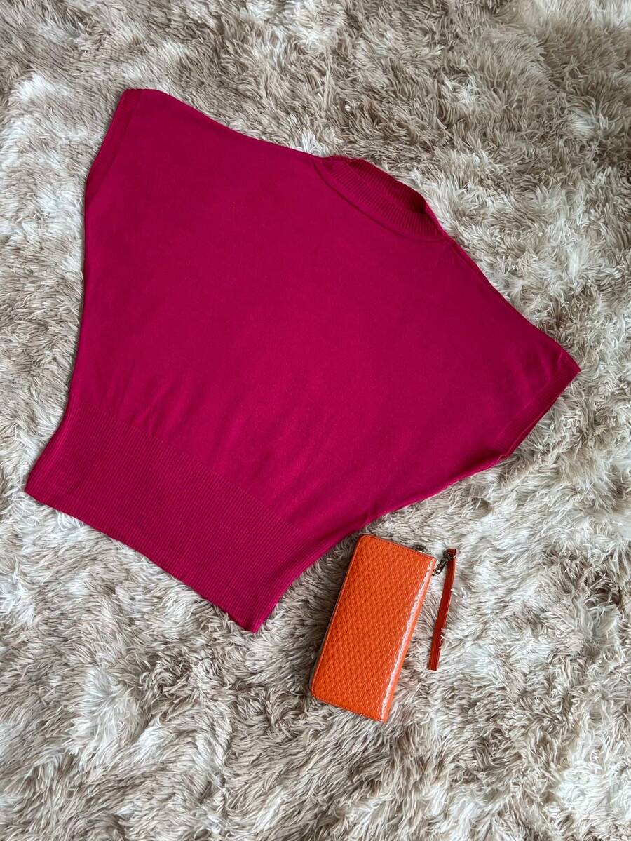 Women Knit Tops - 玫瑰紅 - 查看 1