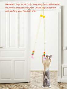 1pc Caterpillar Decor Hanging Cat Teaser Toy For Cat For Play - Pink - View 3