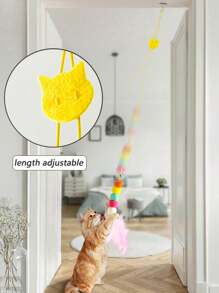 1pc Caterpillar Decor Hanging Cat Teaser Toy For Cat For Play - Pink - View 2