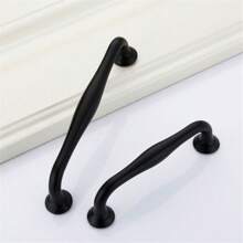1 Pc / 2 Pcs Aluminum Alloy Black Kitchen Cabinet Handles And Knobs Drawer Knobs Cupboard Wardrobe Door Pulls Dresser Handle Furniture Hardware