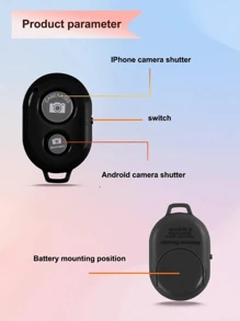 1 pieza Palo selfie portátil negro mini, sin incluir batería (2032). Adecuado para vacaciones de verano, viajes, días festivos. Obturador inalámbrico de cámara portátil