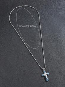 Những người đàn ông thời trang và phổ biến Rhinestone Decor Cross Charm Vòng cổ Punk Hip Pop Style Chất liệu hợp kim cho món quà trang sức và cho một vẻ ngoài sành điệu - Bạc - Xem 7