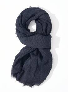 1pc Black Sunscreen Chiffon Bubble Scarf For Women, Suitable For Daily Wear - Black - View 1