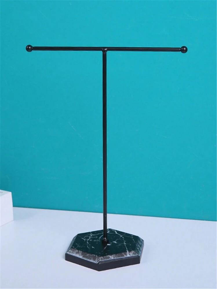 1 cái Đế gỗ trang sức họa tiết đá cẩm thạch có lỗ, giá trưng bày khuyên tai hình chữ T cho quầy và hộp đựng đồ lưu trữ khi đi du lịch trở lại trường - Vàng - Xem 4
