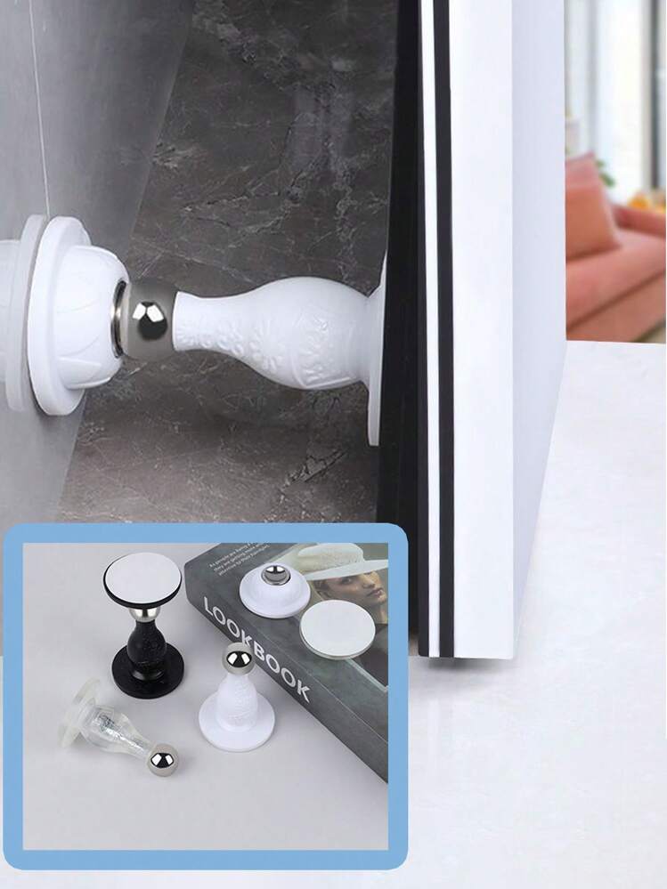 1 peça de batente de porta de silicone criativo para porta anticolisão, porta superior de vaso sanitário sem perfuração, novo batente de porta de vaso sanitário silencioso - Multicolorido - Ver 1