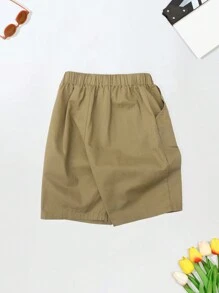 Chicos Shorts de cintura con cordón - Camel - Ver 2
