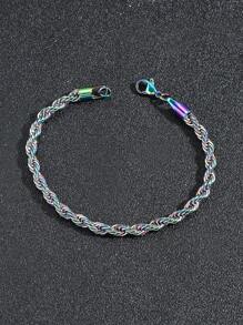 Men Minimalist Chain Bracelet Stainless Steel Punk Hip Pop Style - Silver - View 8