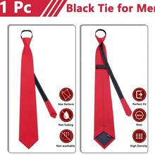 Pre-Tied Adjustable Zipper Neck Ties For Men 3.15' 'Men Necktie For Office Graduation School Uniforms.Red - Red - View 3