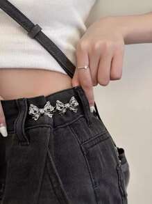 1對鈕扣式束腰帶-雙蝴蝶結設計,可調節並可拆卸繫緊帶,不需要釘子或縫製-完美的束腰工具和提升腰部曲線-時尚女性的理想之選