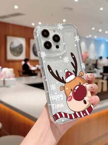 1pc Christmas Reindeer Airbag Phone Case, Full Protection, Compatible With Iphone - Multicolor - View 4