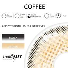 FRESH LADY Freshlady 学生眼妆 经典咖啡色隐形眼镜 1 年一次性万圣节服装角色扮演