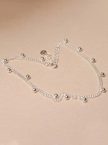 FOREVER QUEEN S925純銀腳鍊圓珠腳鍊銀色素鍊簡約腳鍊度假必備 - 銀色 - 查看 4