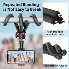 可拆卸手機支架和冷靴底座的適用於手機dslr相機的柔性三腳架,與iphone 15 14 13 12 Pro Max Xs Max X 8 Android智能手機及佳能尼康相機兼容 - 黑與白 - 查看 6