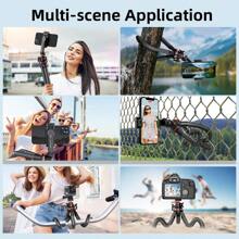 可拆卸手機支架和冷靴底座的適用於手機dslr相機的柔性三腳架,與iphone 15 14 13 12 Pro Max Xs Max X 8 Android智能手機及佳能尼康相機兼容 - 黑與白 - 查看 7