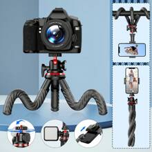 可拆卸手機支架和冷靴底座的適用於手機dslr相機的柔性三腳架,與iphone 15 14 13 12 Pro Max Xs Max X 8 Android智能手機及佳能尼康相機兼容 - 黑與白 - 查看 1