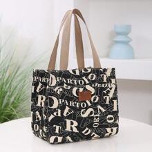 Túi đựng hộp cơm trưa thời trang Túi đựng hộp cơm trưa có họa tiết chữ, cách nhiệt bằng giấy bạc và quai xách Túi đựng hộp cơm trưa Túi đựng hộp cơm trưa cách nhiệt cho hộp đựng hộp cơm trưa khi đi du lịch, công sở, trường học, kỳ nghỉ, cho kỳ nghỉ, cho học sinh, cho nam, cho nữ, cho học sinh, cho cắm trại, hộp đựng hộp cơm trưa di động, đồ dùng học tập đa năng khi trở lại trường, túi đựng đồ dùng học tập, đồ dùng học tập thiết yếu cho trường đại học, phụ nữ, phụ nữ - màu đen - Xem 1