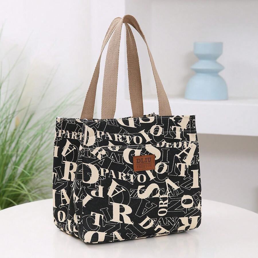 Túi đựng hộp cơm trưa thời trang Túi đựng hộp cơm trưa có họa tiết chữ, cách nhiệt bằng giấy bạc và quai xách Túi đựng hộp cơm trưa Túi đựng hộp cơm trưa cách nhiệt cho hộp đựng hộp cơm trưa khi đi du lịch, công sở, trường học, kỳ nghỉ, cho kỳ nghỉ, cho học sinh, cho nam, cho nữ, cho học sinh, cho cắm trại, hộp đựng hộp cơm trưa di động, đồ dùng học tập đa năng khi trở lại trường, túi đựng đồ dùng học tập, đồ dùng học tập thiết yếu cho trường đại học, phụ nữ, phụ nữ - màu đen - Xem 1