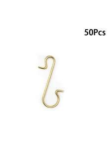 50个圣诞装饰挂钩3厘米迷你S形金属挂钩圣诞树球吊坠挂钩圣诞新年派对装饰用品 - 金色 - 查看 8