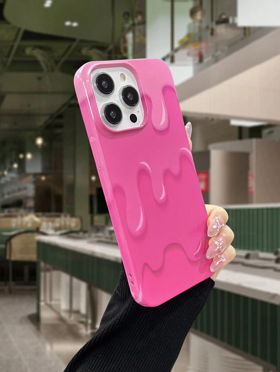 1 PC Full Màn Hình Mực Bóng Vỏ Điện Thoại Nhựa Dẻo Tương Thích Với IPhone - Hồng - Xem 1