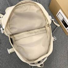 新款女士純色背包,中/高中學生和大學生旅行大容量旅行袋,適用於青少年女孩,女性大學生,男孩和男性,戶外,旅行,外出,返學,工作,商務,通勤,防水,經典,休閒 - 白色 - 查看 7