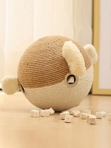 1pc Cat Play Toy With Claw Scratching Ball, Automatic Pet Feeder, Durable Sword Ball For Cat Entertainment - Brown - View 6