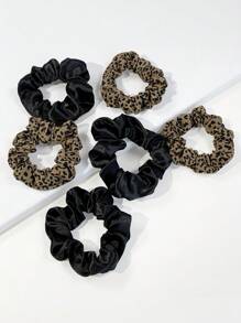 6pcs/pack Black-brown Color Hair Ties Suitable For Daily Use - Black - View 1