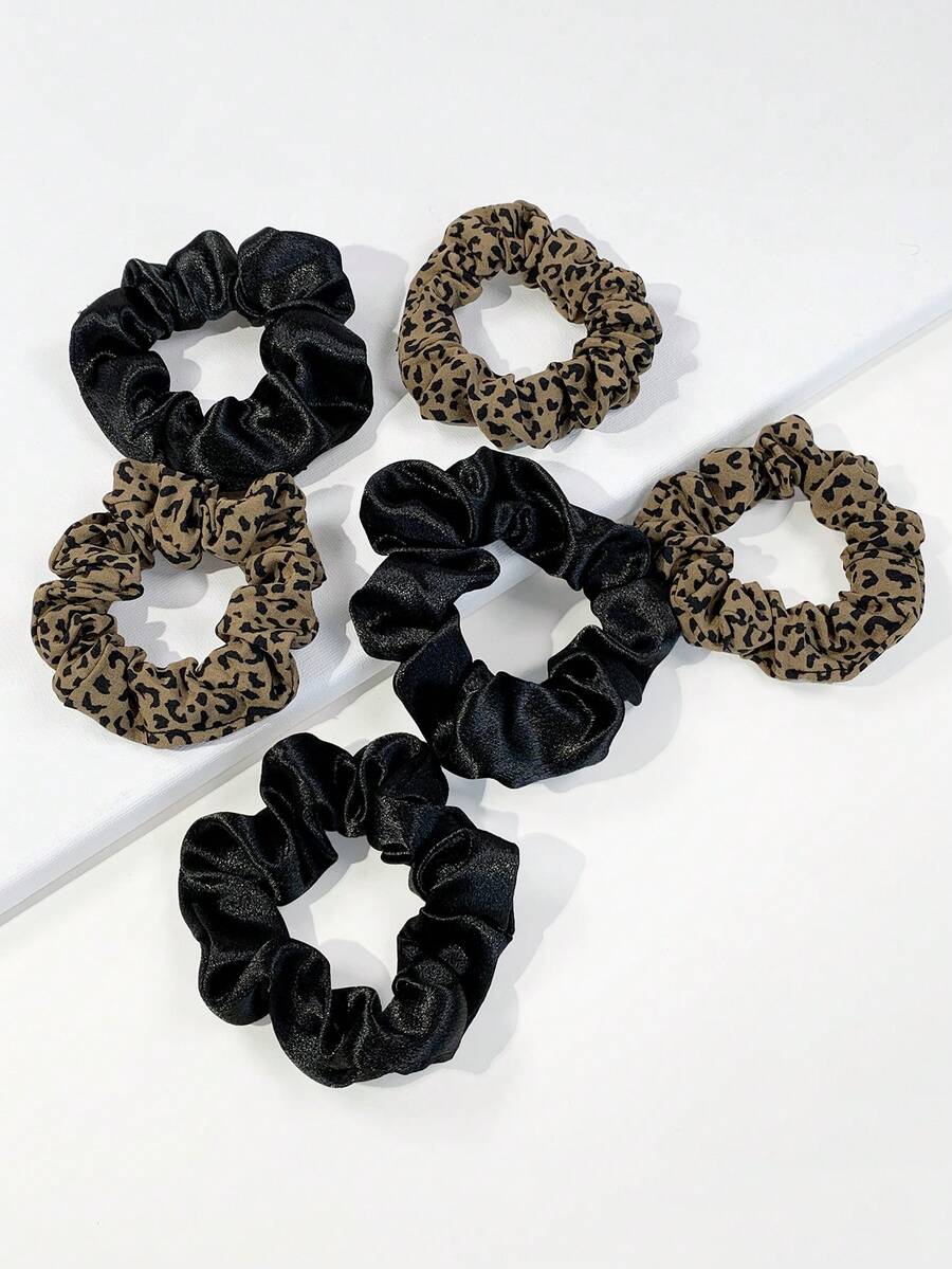 6pcs/pack Black-brown Color Hair Ties Suitable For Daily Use - Black - View 1