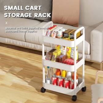 1pc Multifunctional Small Trolley Storage Rack With Wheels (Yy-02) For Household Kitchen, Bedroom, Bathroom Storagehome Kitchen Appliances Accessories Gadgets Tools Christmas Kitchen Stuff Cooking Christmas
