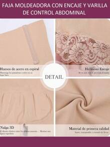 Faja Corsé Moldeadora de abdomen con compresión, cintura alta y pantaloncillo con encaje invisible (FAJA COLOMBIANA) XL/XXL  OUTFIT COQUETTE, AESTHETIC - Negro - Ver 3