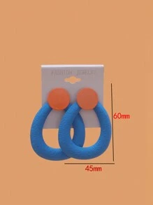 1set Fashionable Multicolor Exaggerated Stud Earrings, Women's Versatile Accessories - Green - View 3