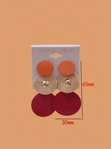 1set Fashionable Multicolor Exaggerated Stud Earrings, Women's Versatile Accessories - Green - View 2