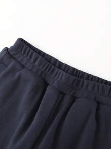 Annil Girls' Wavy Edge Thickened Thermal Clip Cotton Sweatpants Blue - Blue - View 3