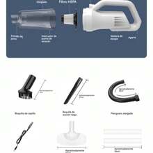 Aspiradora De Mano Potente De 1 Pieza, 3 en 1 ,Pequeña Inalámbrica, Con Potente Succión Para La Limpieza Del Hogar, El Automóvil Y El Escritorio - Blanco - Ver 6