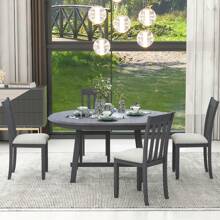 Nestfair 5-Piece Wooden Dining Table Set with 4 Dining Chairs