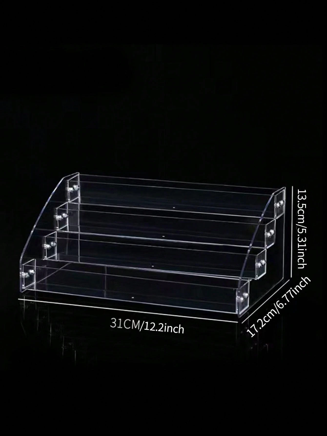 1pc 4 Tier Clear Plastic Cosmetic Storage Rack, Makeup Display Stand