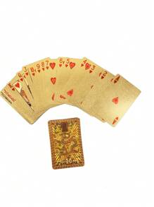 1 套防水 24k 金撲克牌,帶壓箔塑膠背襯,非常適合魔術,並採用力量之龍設計 - 金色 - 查看 1