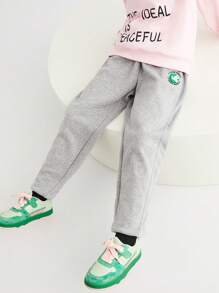 Annil 女孩的冬季保暖，加厚寬鬆運動休閒針織毛絨褲，灰色 - 灰色 - 查看 3