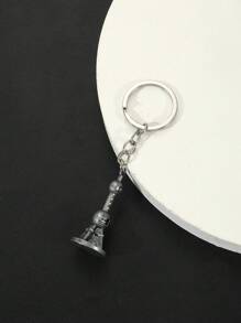 1pc Men's Silver Pearl Tv Tower Shaped Keychain For Car Keys, Daily Use - Silver - View 3