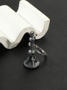 1pc Men's Silver Pearl Tv Tower Shaped Keychain For Car Keys, Daily Use - Silver - View 2